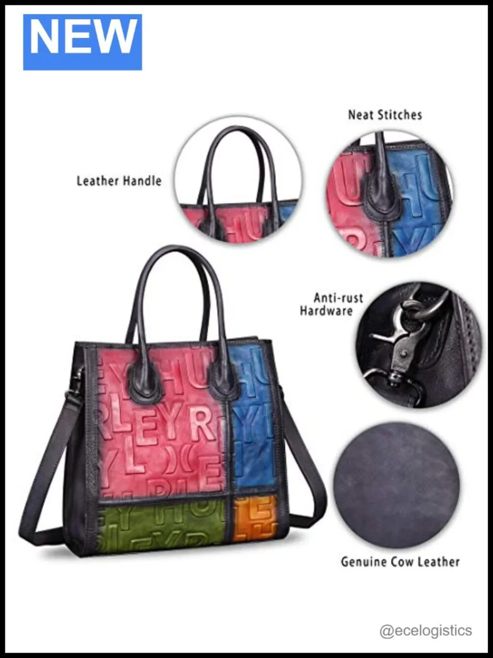 Genuine Leather Tote Satchel Purse for Women Vintage Retro 3D Embossing Top